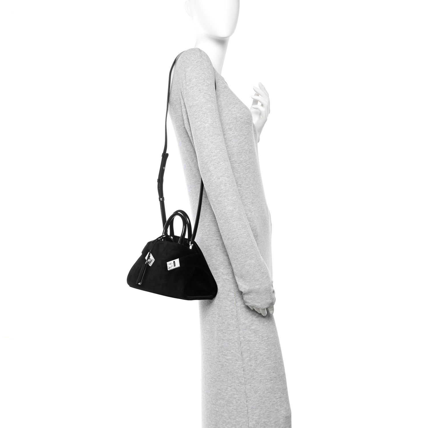 Salvatore Ferragamo Velvet Strass XS Hug Bag Black 2 of 9