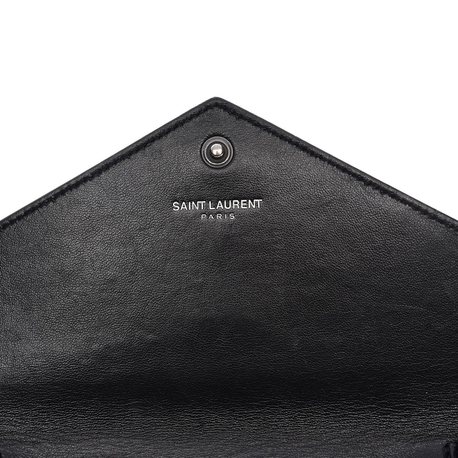 Saint Laurent Calfskin Crocodile Embossed Monogram Chain Wallet Black 6 of 8