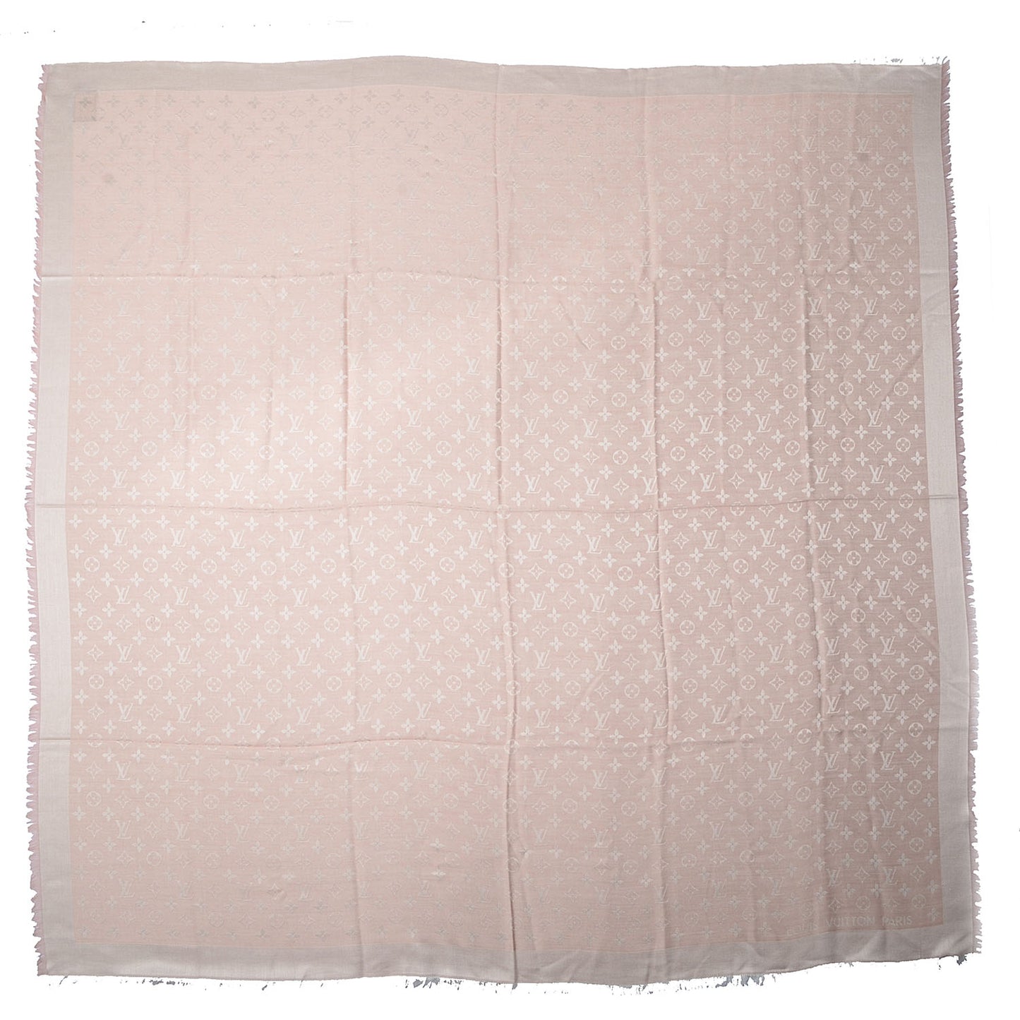 Silk Wool Monogram Denim Shawl Rose