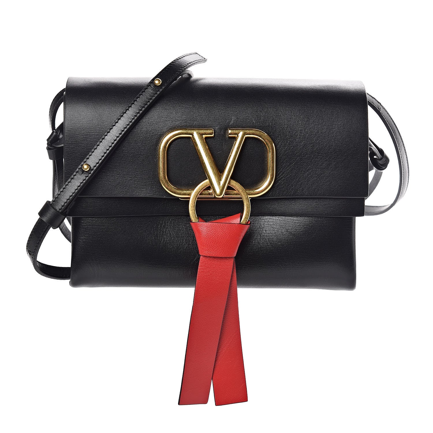 Valentino Garavani Calfskin Medium Vring Shoulder Bag Black 1 of 9
