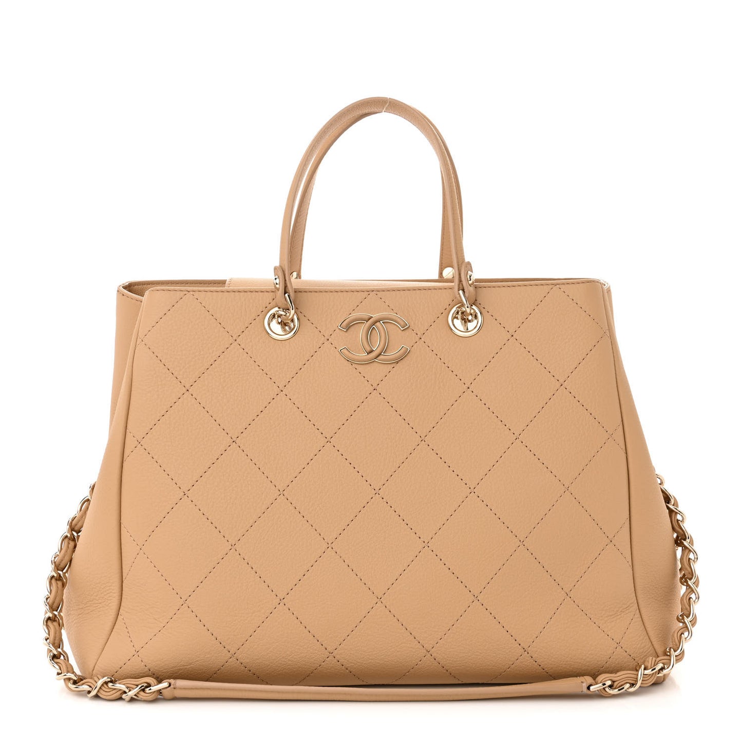 Bullskin Stitched Medium Shopping Bag Beige