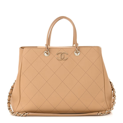 Chanel Bullskin Stitched Medium Shopping Bag Beige 1 of 10