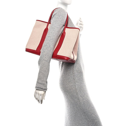 Hermes Twill H Negonda Garden Party Tote 36 MM Ecru Rouge Piment 2 of 12