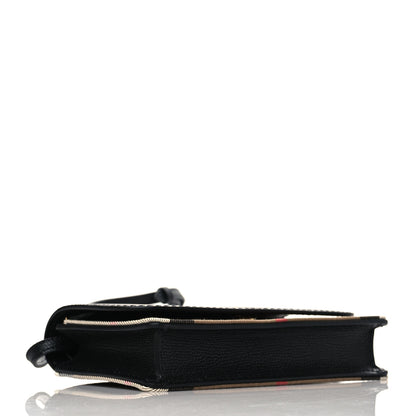 Burberry Derby Calfskin House Check Wallet On Chain Black 4 of 7
