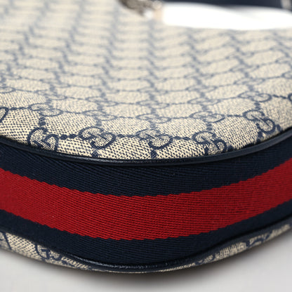 Gucci GG Supreme Monogram Textured Calfskin Web Large Attache Shoulder Bag Beige Blue 8 of 8