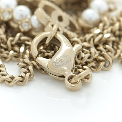 Chanel Crystal Pearl CC Drop Necklace Gold 6 of 6