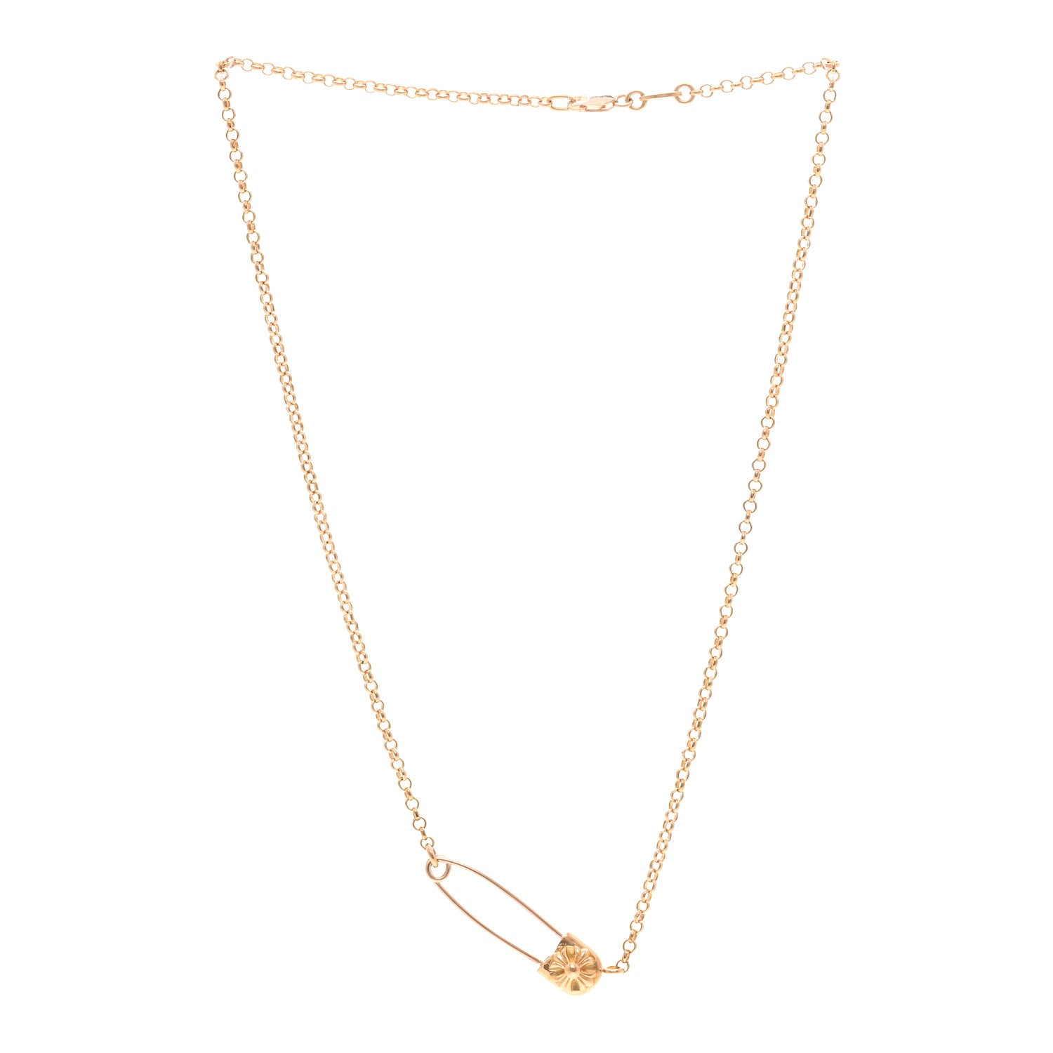 Chrome Hearts 22K Yellow Gold Safety Pin Chain Necklace 3 of 5