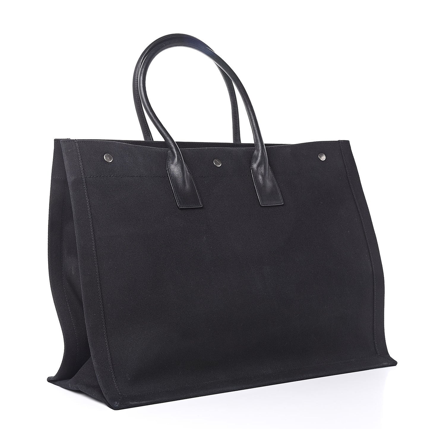 Linen Calfskin Rive Gauche Tote Black