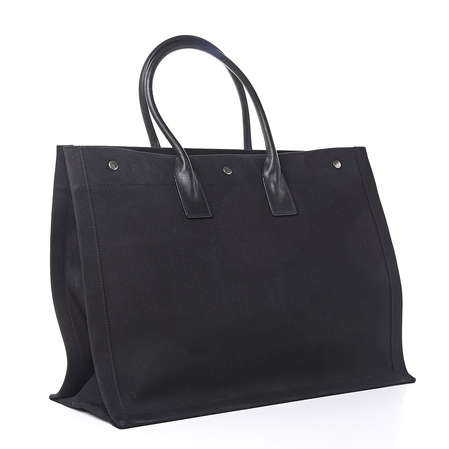 Saint Laurent Linen Calfskin Rive Gauche Tote Black 3 of 16