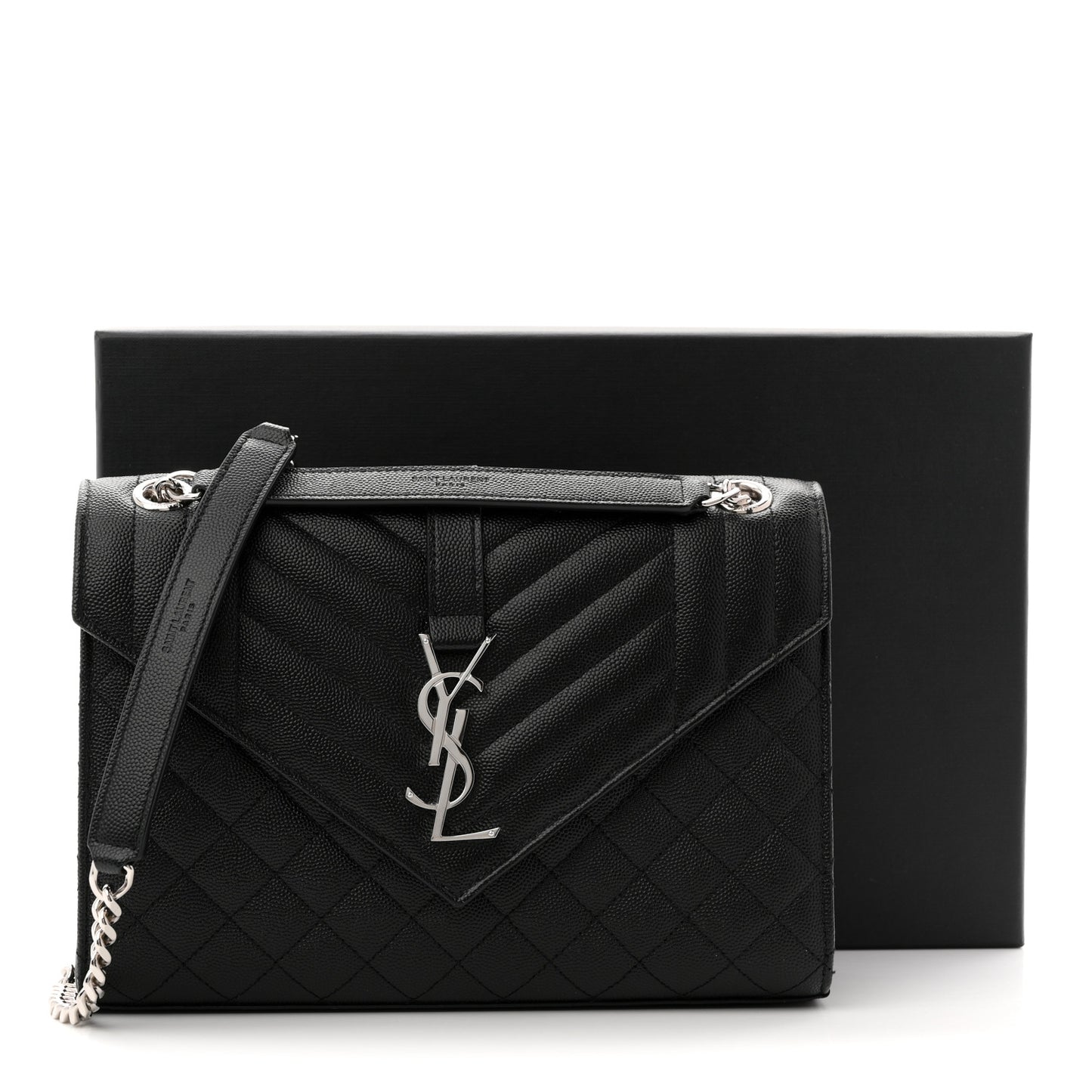 Grain De Poudre Textured Mixed Matelasse Triquilt Medium Monogram Satchel Black