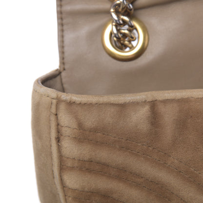 Gucci Velvet Matelasse Small GG Marmont Shoulder Bag Taupe 18 of 29