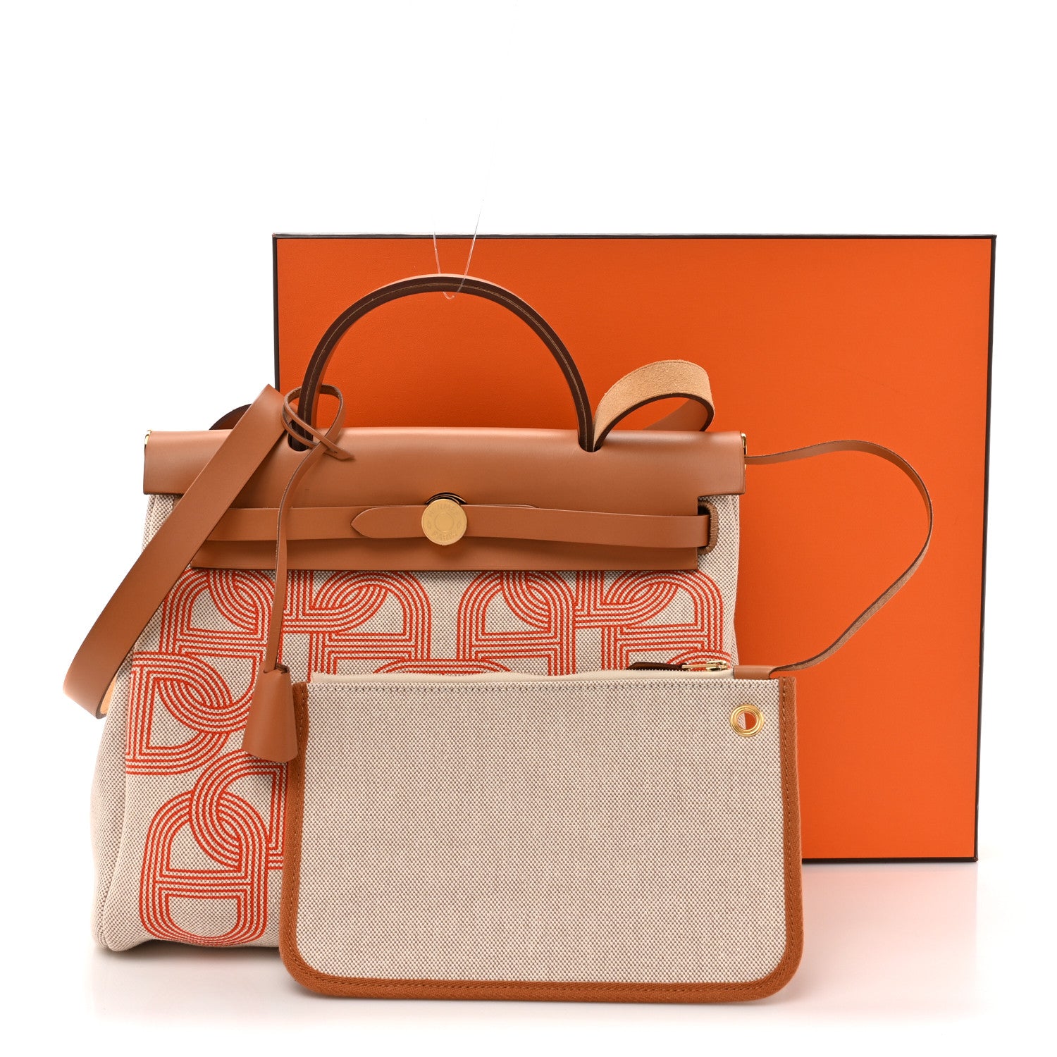 Hermes H Plume Canvas Vache Hunter Circuit 24 Herbag Zip Retourne 31 Orange Mecano Ecru Beige Naturel 13 of 13