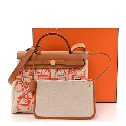 Hermes H Plume Canvas Vache Hunter Circuit 24 Herbag Zip Retourne 31 Orange Mecano Ecru Beige Naturel 13 of 13