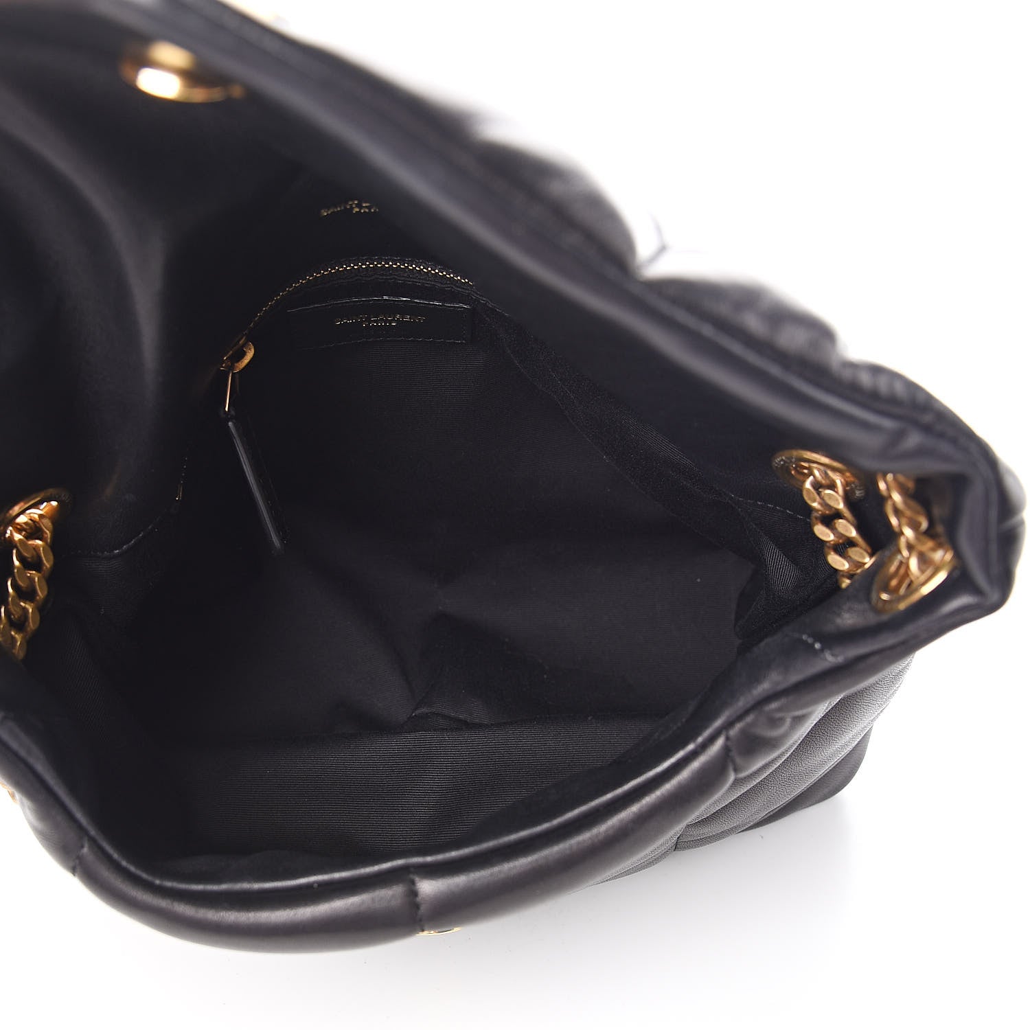 Saint Laurent Lambskin Quilted Small Loulou Puffer Monogram Chain Satchel Black 5 of 12