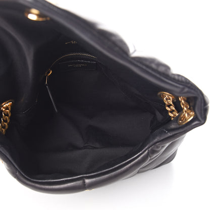 Saint Laurent Lambskin Quilted Small Loulou Puffer Monogram Chain Satchel Black 5 of 12