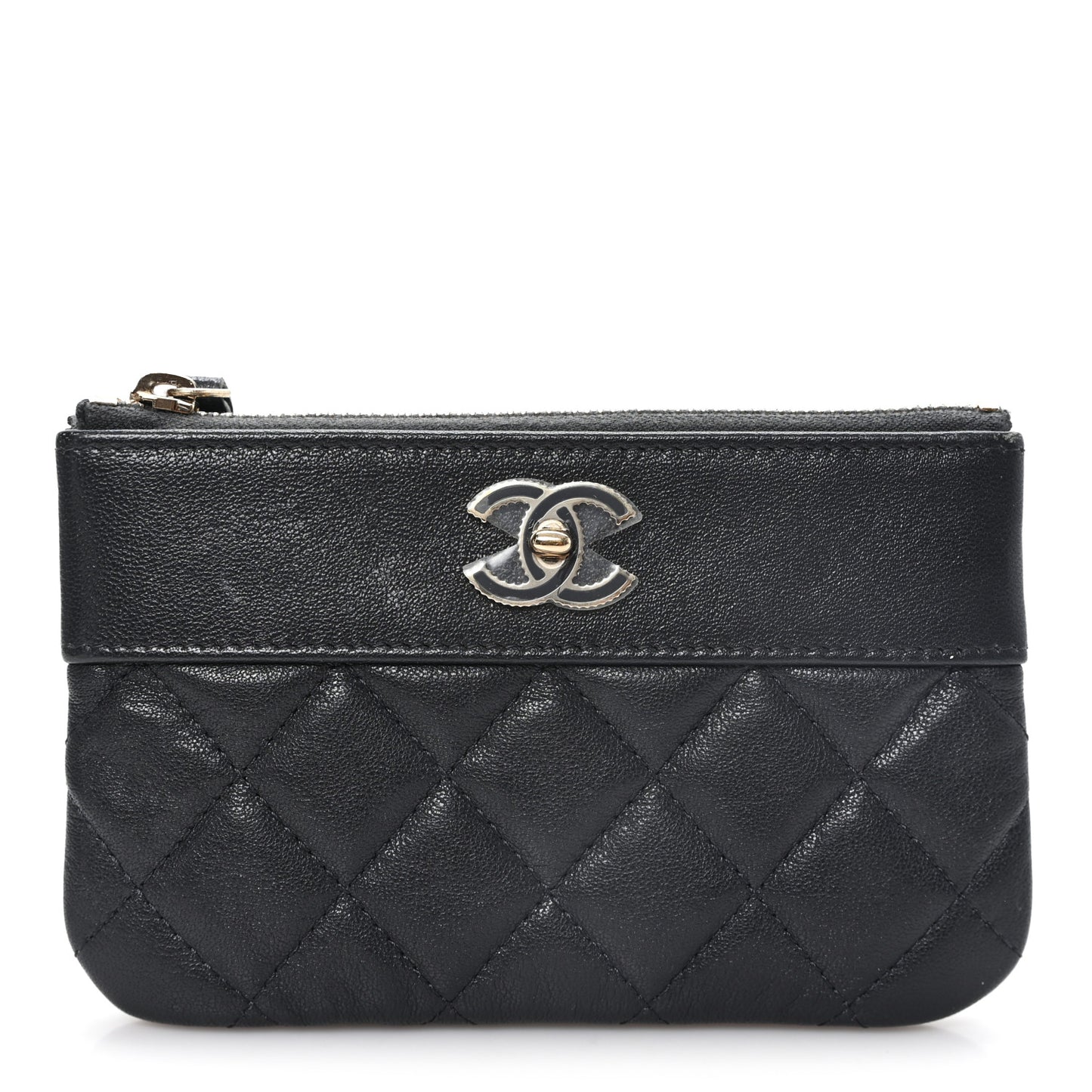 Caviar Quilted Small Vintage Mademoiselle Cosmetic Case Black