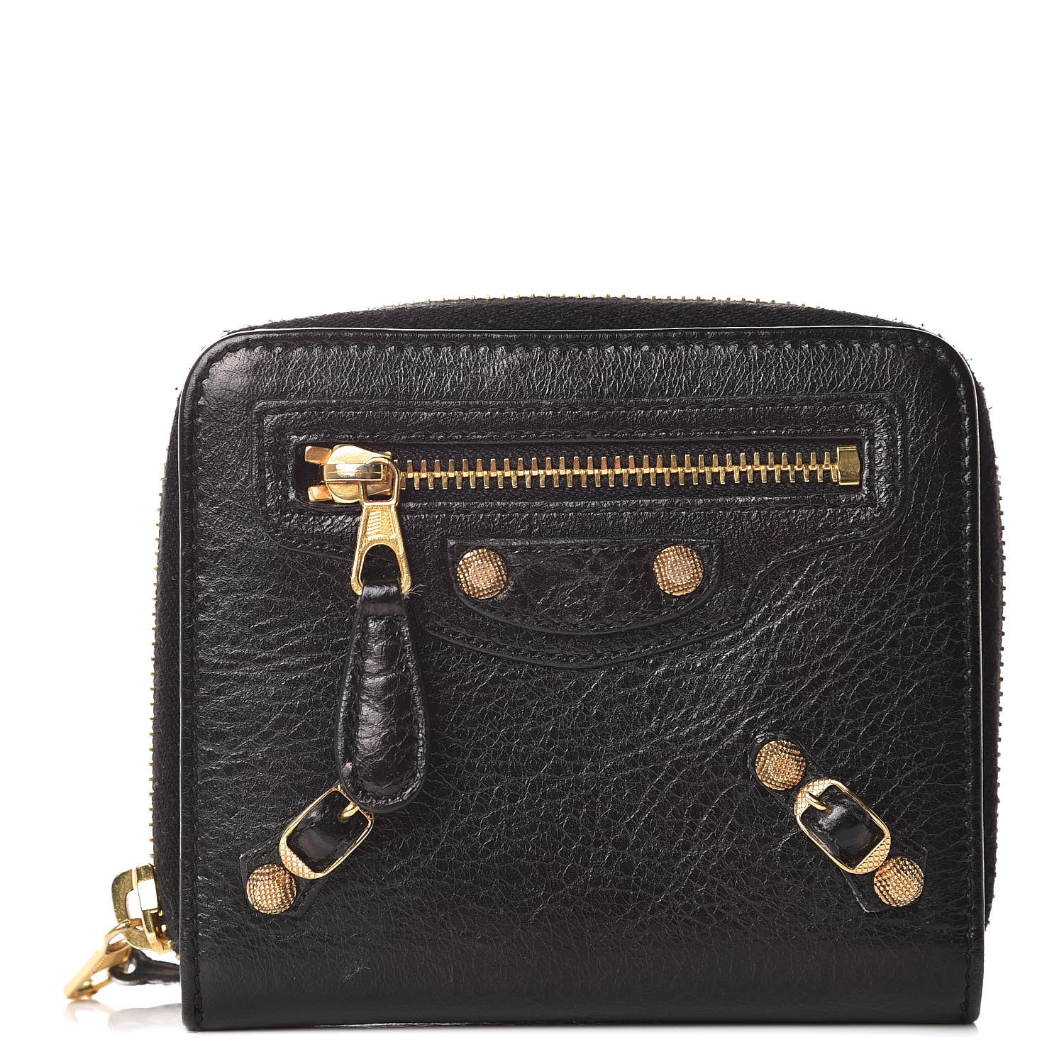 Balenciaga Agneau Giant 12 Gold Hardware Bill Fold Zip Wallet Black 1 of 11