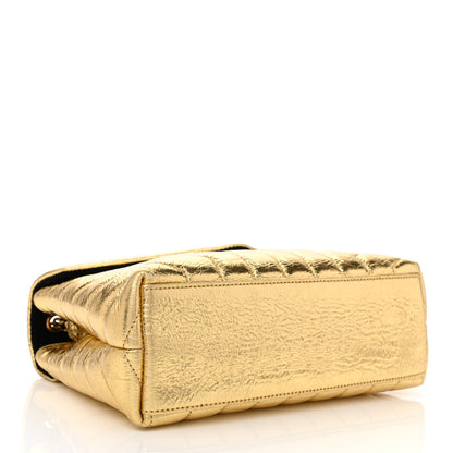 Saint Laurent Metallic Calfskin Y Quilted Small Loulou Monogram Chain Satchel Gold 4 of 11