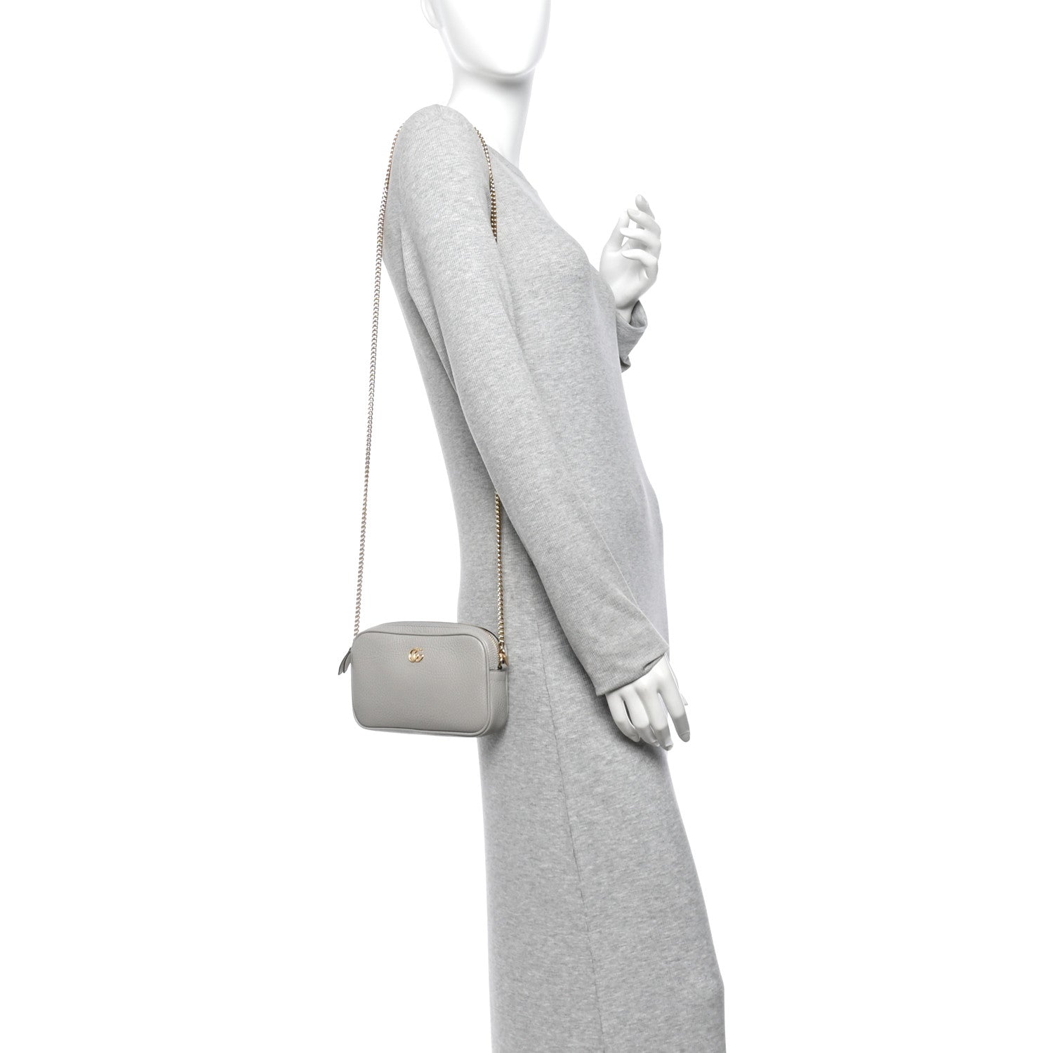 Gucci Dollar Calfskin Super Mini GG Marmont Chain Shoulder Bag Deep Grey 2 of 10