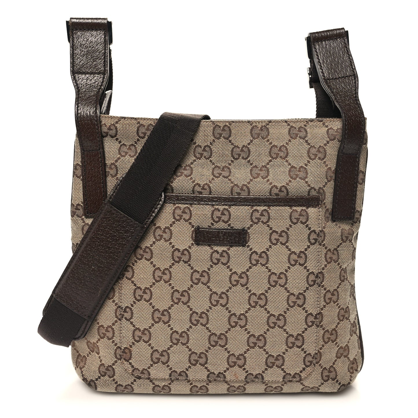 Monogram Flat Messenger Bag Dark Brown