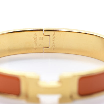 Hermes Enamel Narrow Clic Clac H Bracelet GM Orange 3 of 5