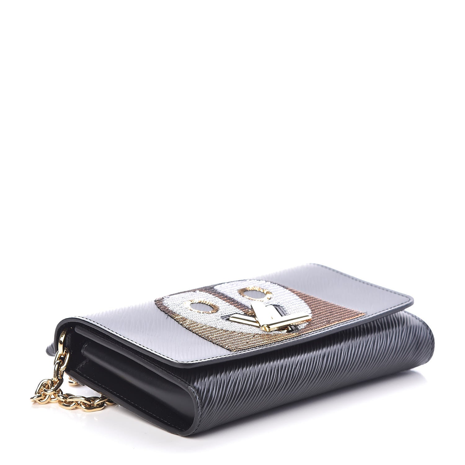 Louis Vuitton Epi Sequin Night Bird Twist Chain Wallet Black 4 of 8