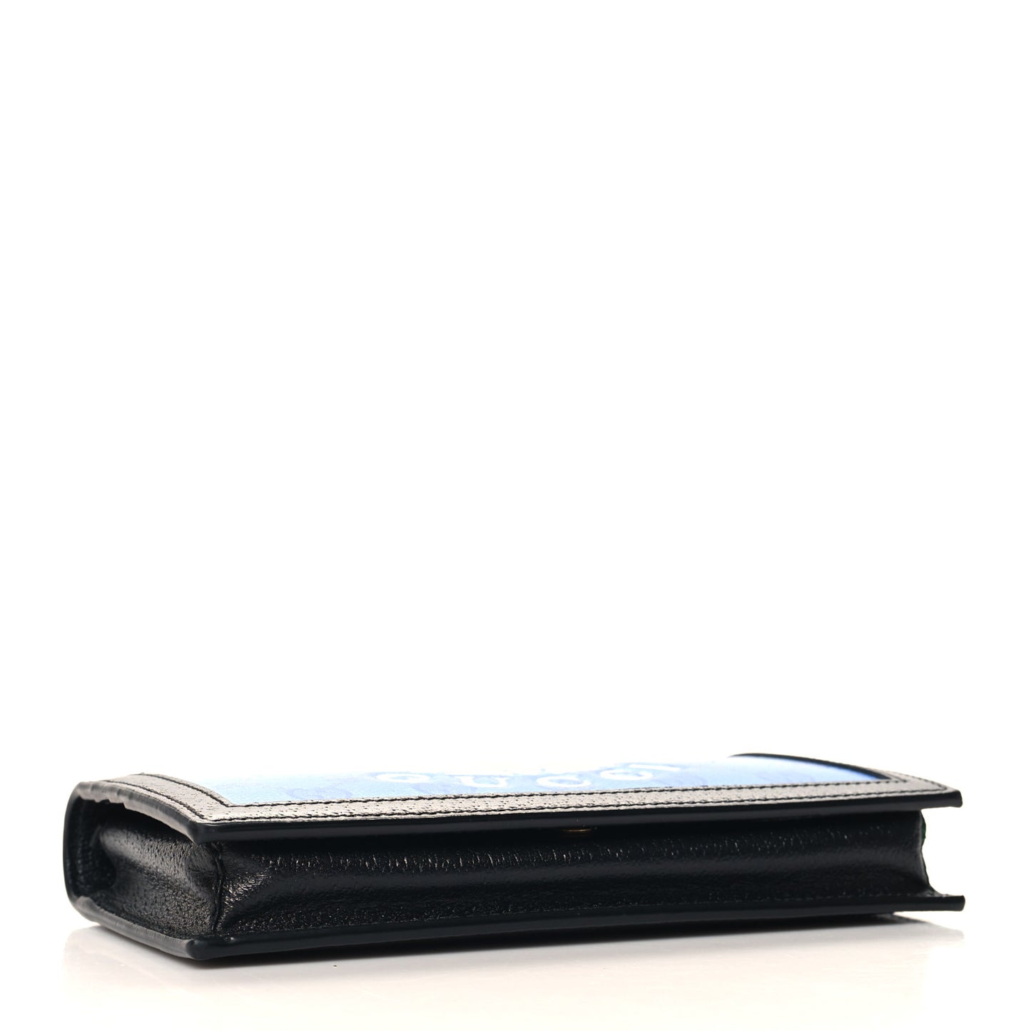 X ADIDAS Monogram Textured Dollar Calfskin Trefoil Embossed Wallet On Chain Blue
