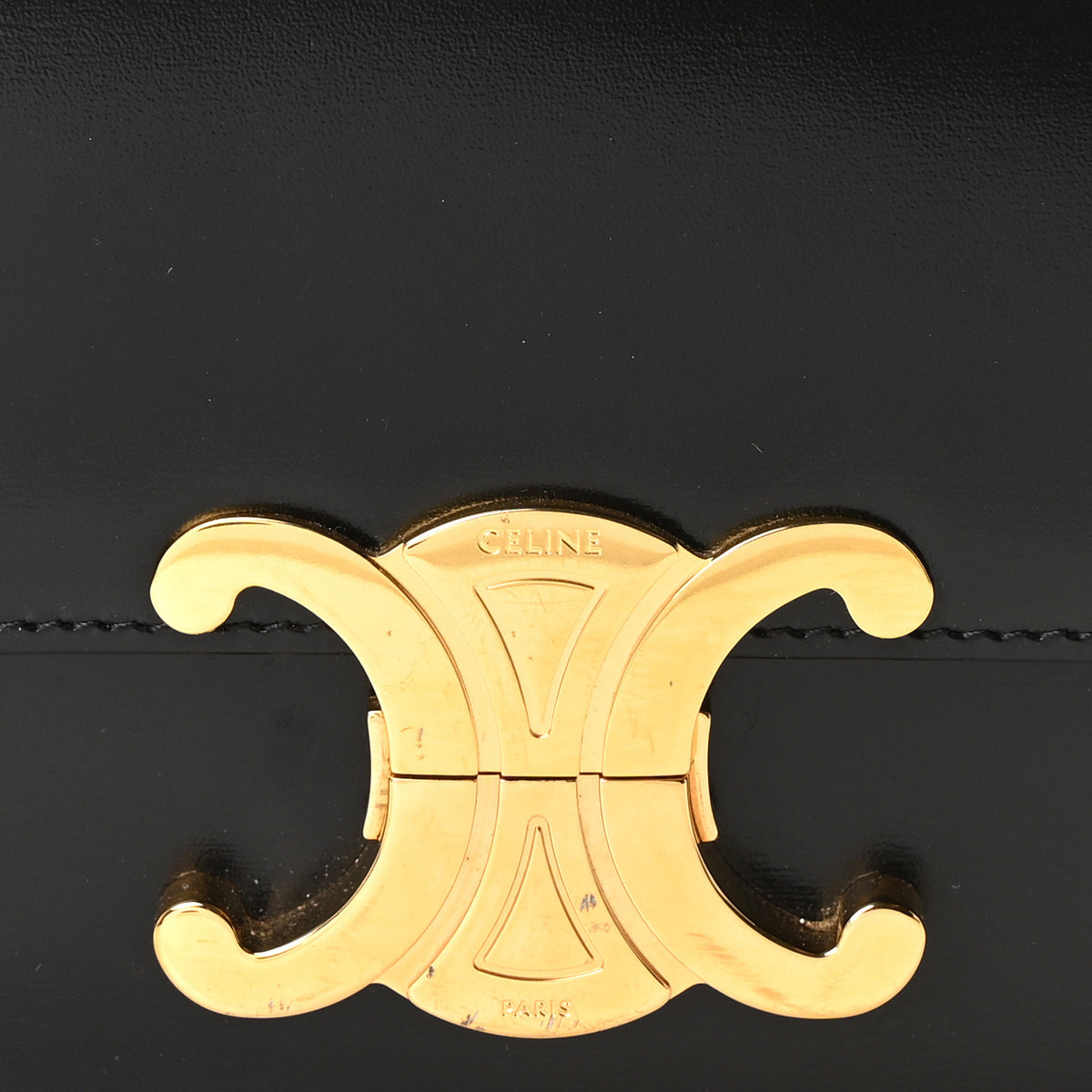Shiny Calfskin Triomphe Shoulder Bag Black