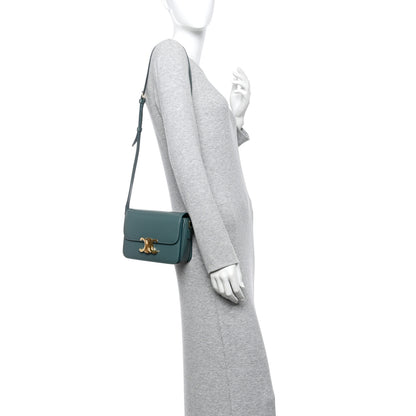 Celine Shiny Calfskin Teen Triomphe Petrol 2 of 14