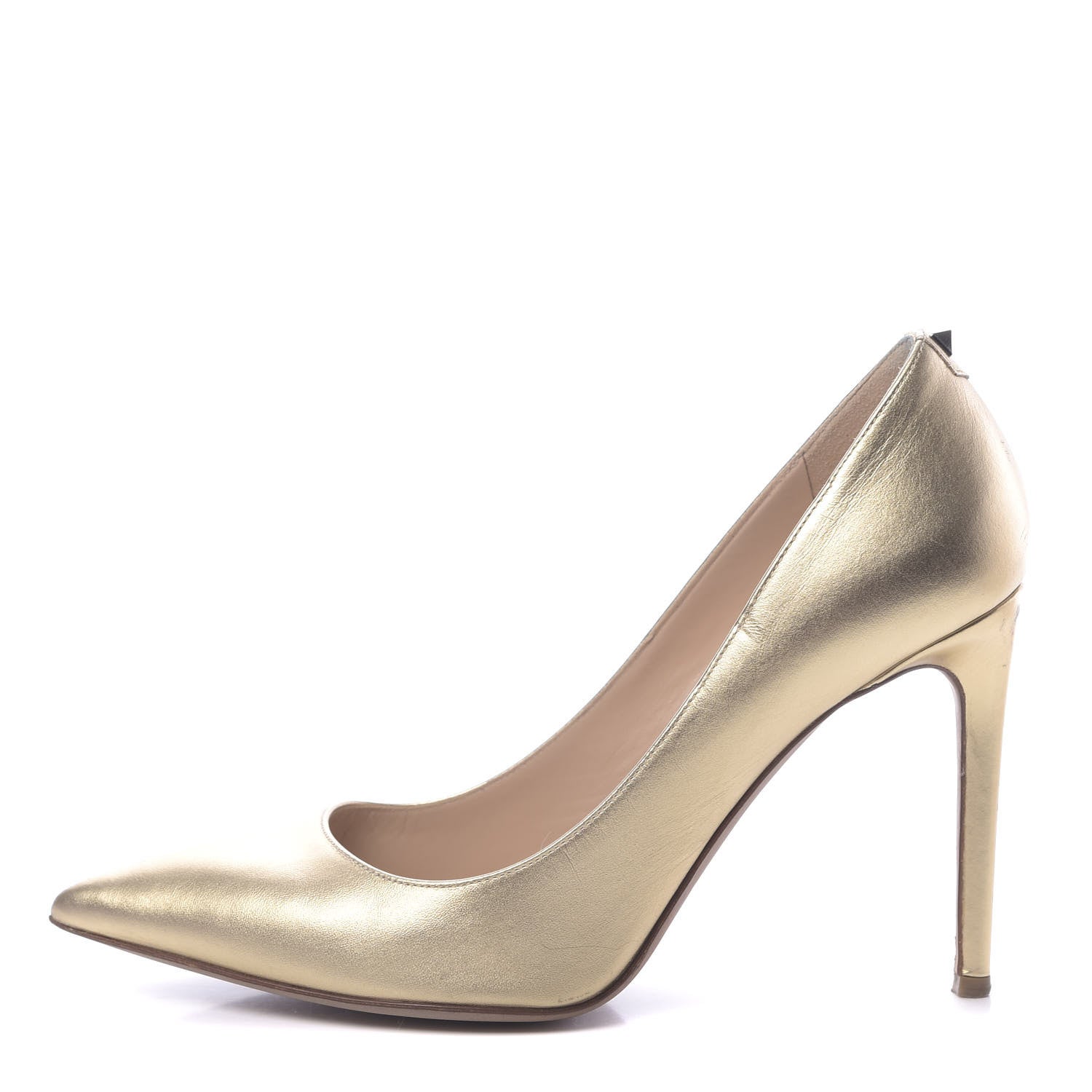 Valentino Garavani Metallic Nappa Rockstud New Plain 100mm Pumps 39.5 Gold 1 of 16