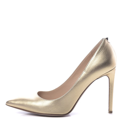 Valentino Garavani Metallic Nappa Rockstud New Plain 100mm Pumps 39.5 Gold 1 of 16