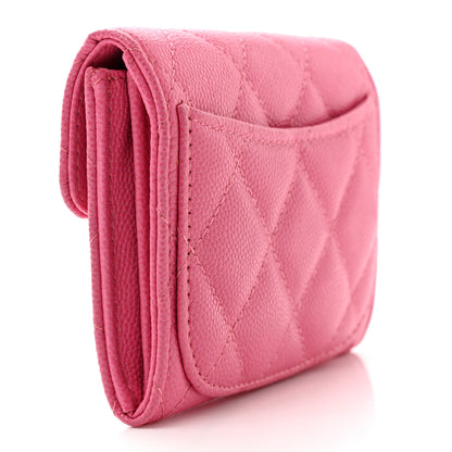 Chanel Caviar Quilted Flap Card Holder Wallet Pink 3 of 7