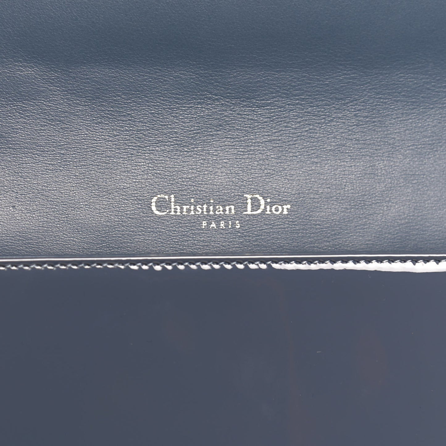 Patent Cannage Lady Dior Clutch Denim Blue