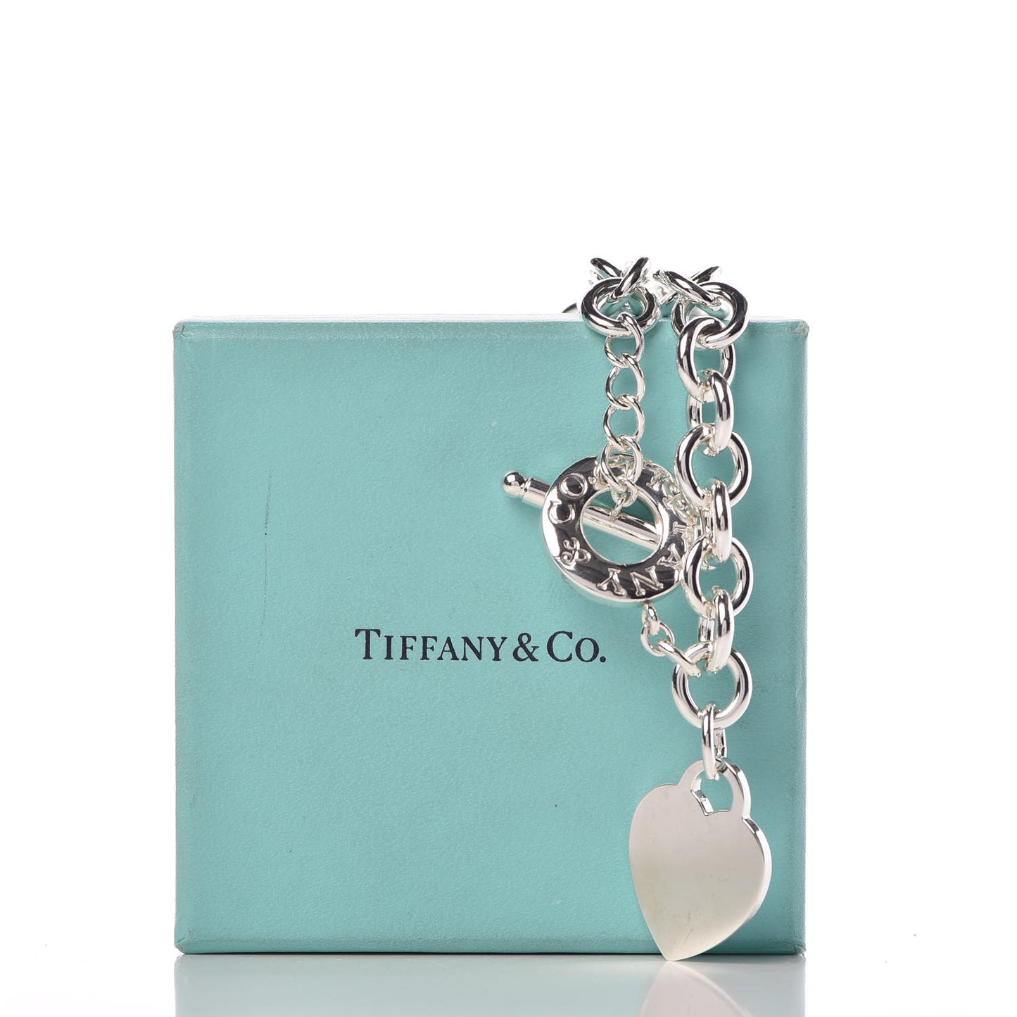 Sterling Silver Heart Tag Toggle Necklace