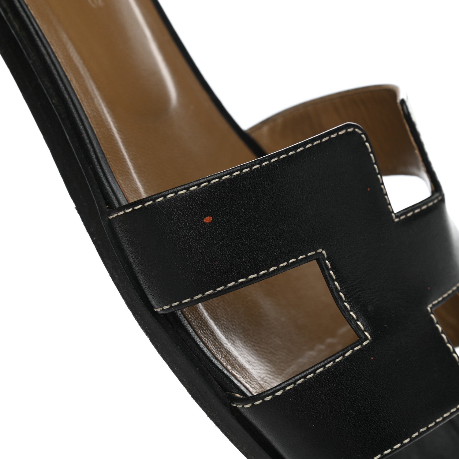 Hermes Box Calfskin Oran Sandals 38.5 Black 9 of 10