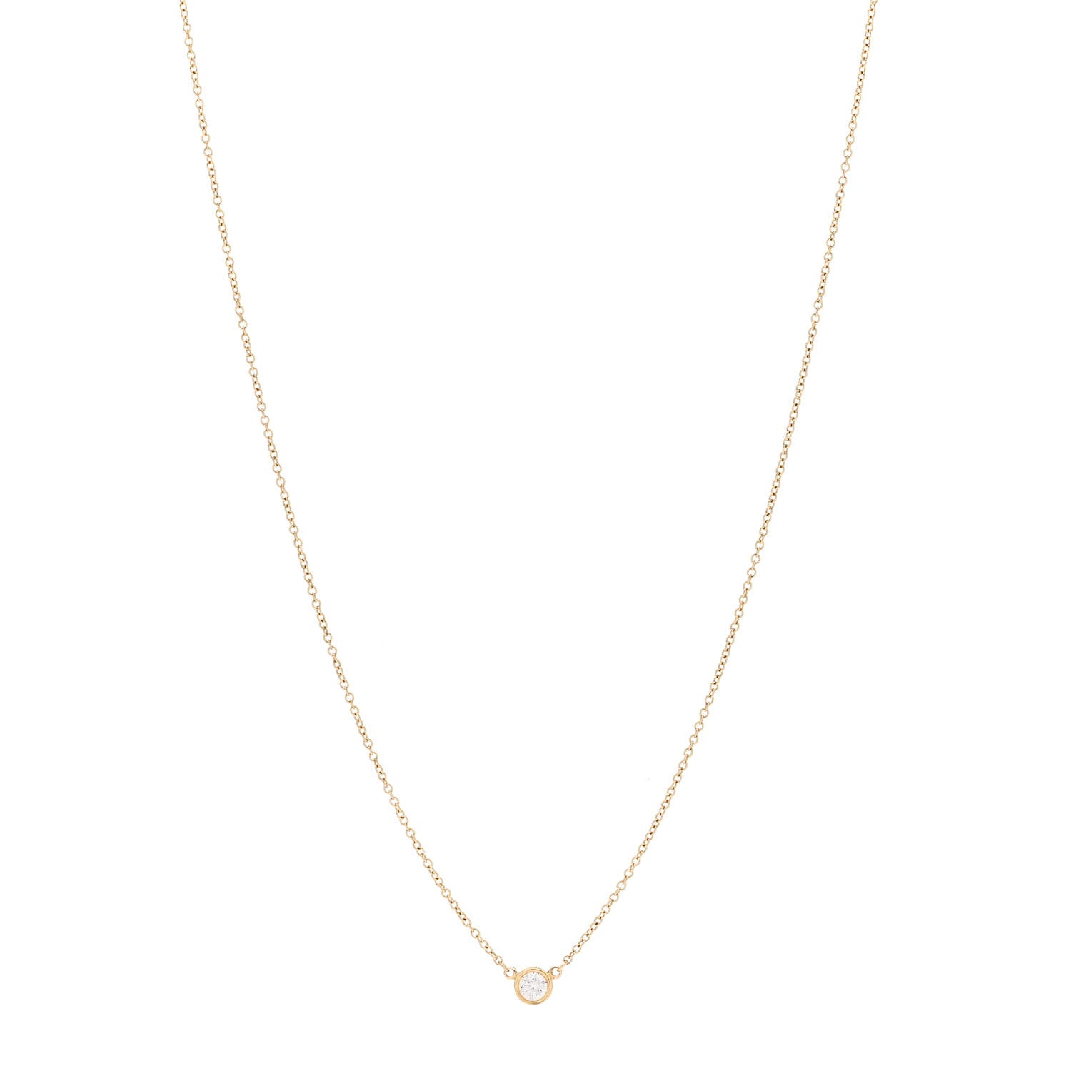 Tiffany 18K Yellow Gold Diamond .14ct Elsa Peretti Diamonds by the Yard Pendant Necklace 1 of 5
