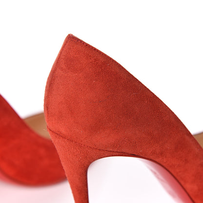 Christian Louboutin Veau Velours Pigalle Follies 100 Pumps 35.5 Flamenco 15 of 19