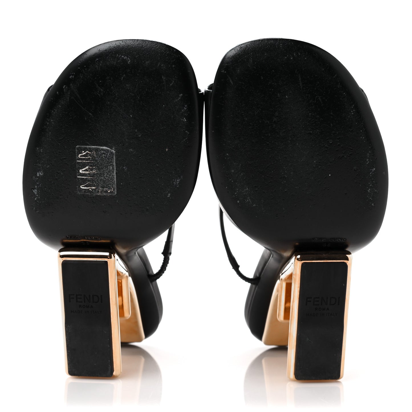 Calfskin Fendi First 95mm Slide Sandals 38 Black