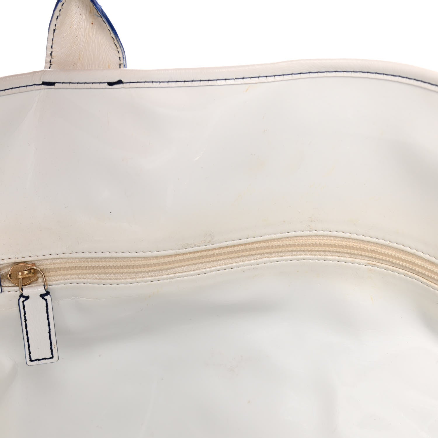 Fendi Calfskin Canvas Basket Sea Medium Tote White Blue 19 of 27