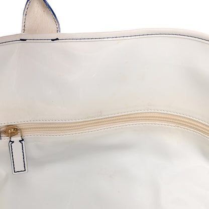 Fendi Calfskin Canvas Basket Sea Medium Tote White Blue 19 of 27