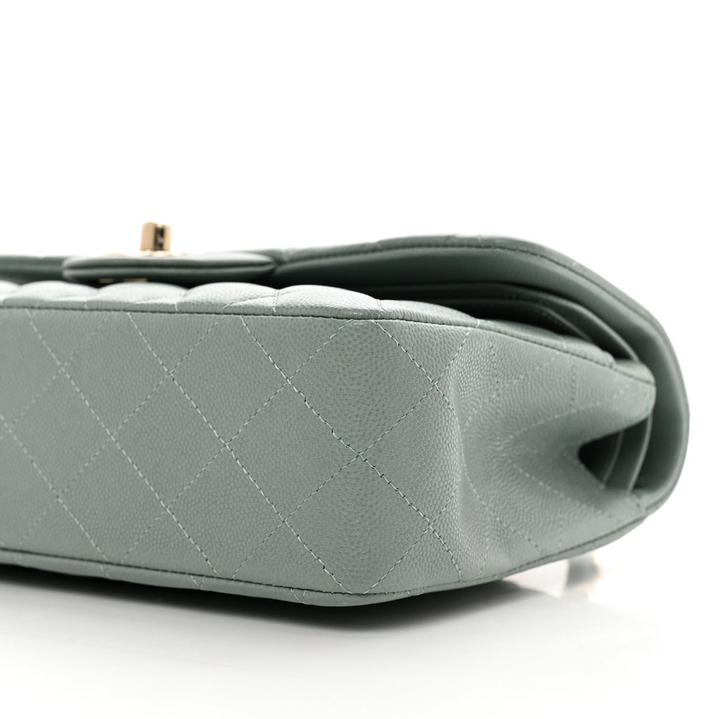 Caviar Quilted Small Double Flap Grey