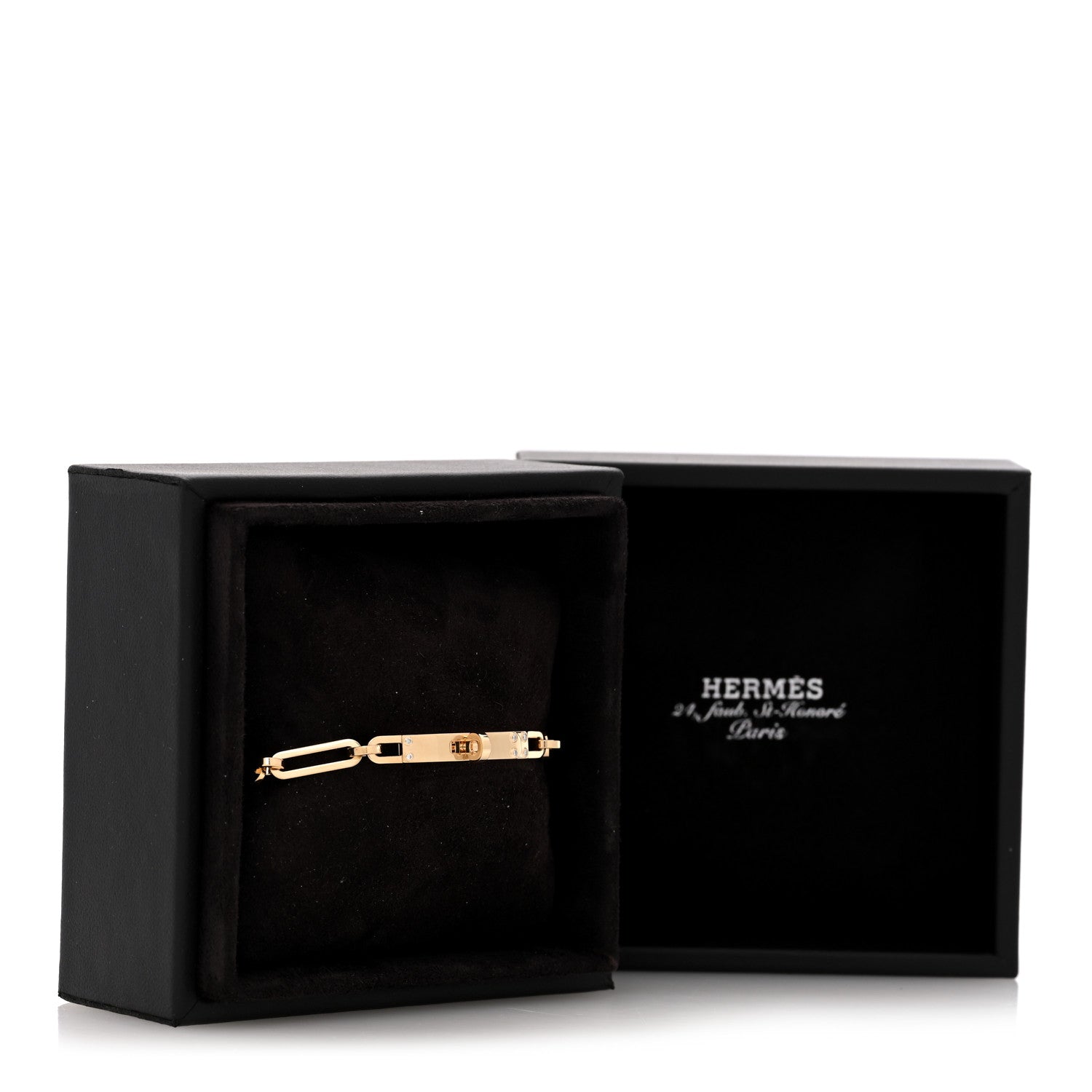 Hermes 18K Yellow Gold Diamond PM Kelly Chaine Bracelet SH 4 of 4