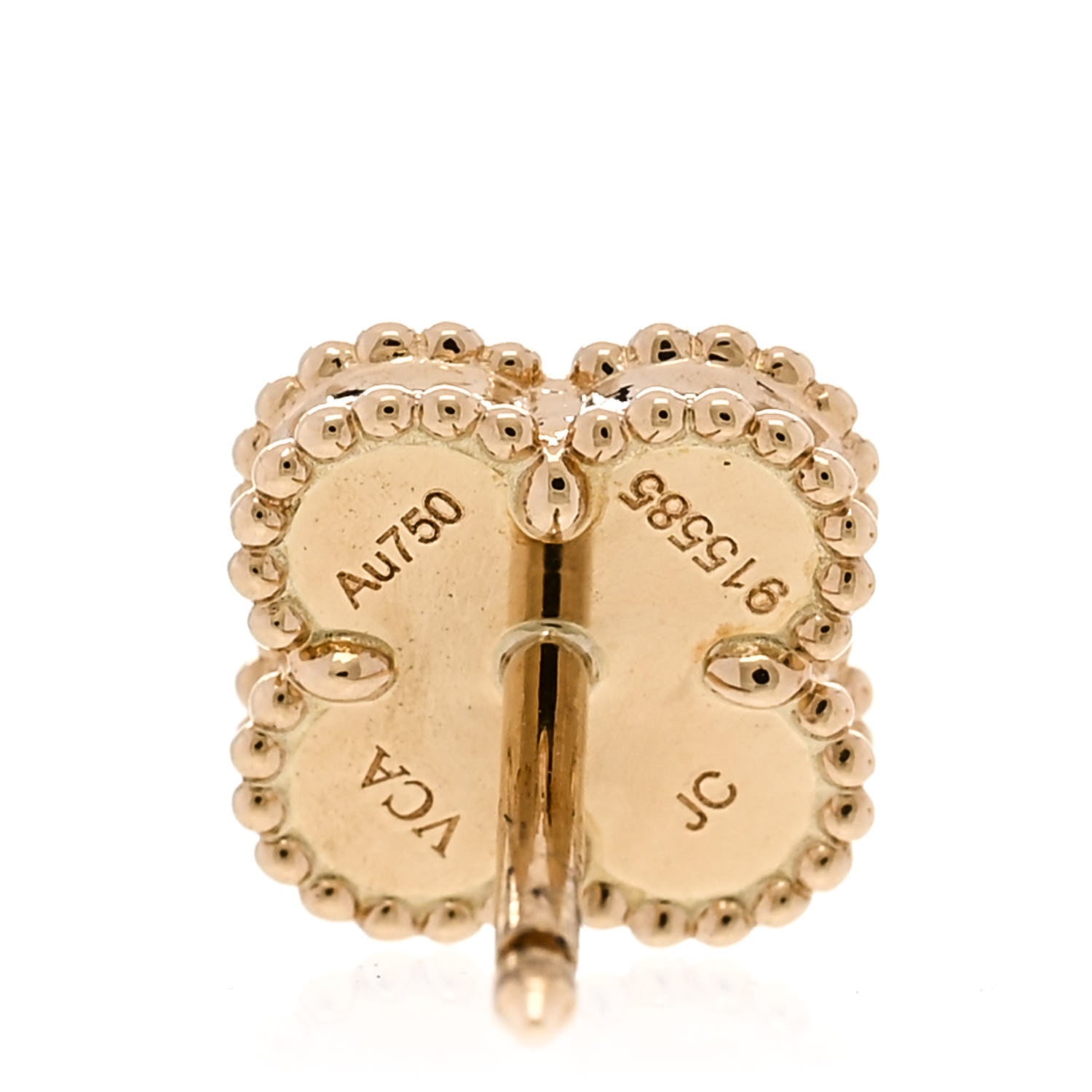 Van Cleef & Arpels 18K Yellow Gold Mother of Pearl Sweet Alhambra Earrings 4 of 5