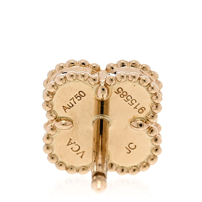 Van Cleef & Arpels 18K Yellow Gold Mother of Pearl Sweet Alhambra Earrings 4 of 5