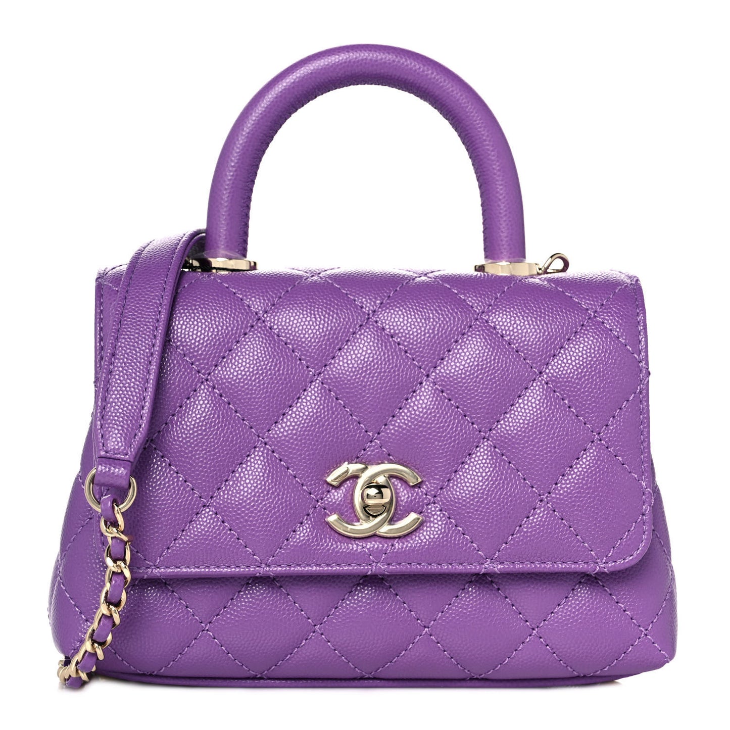 Caviar Quilted Extra Mini Coco Handle Flap Purple