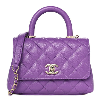 Chanel Caviar Quilted Extra Mini Coco Handle Flap Purple 1 of 10