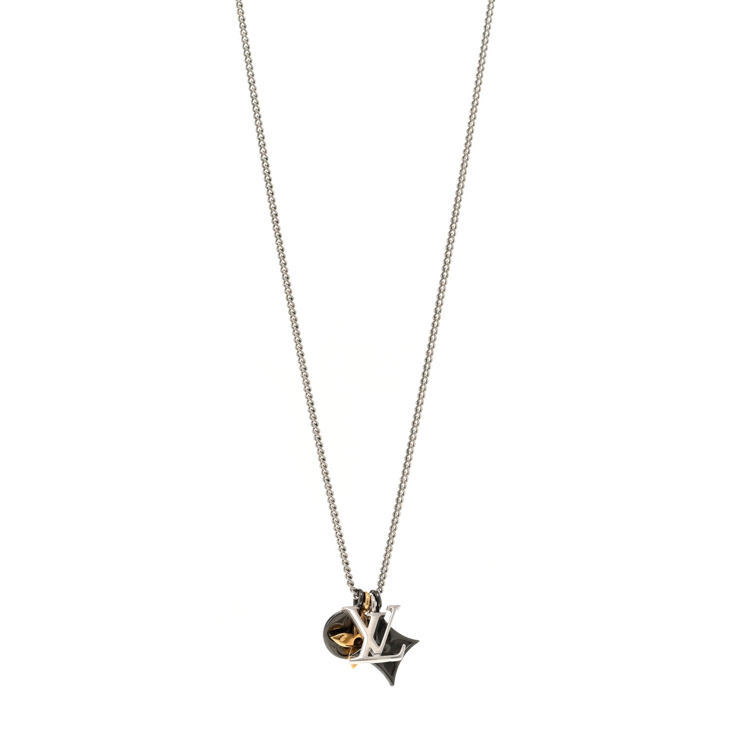 Louis Vuitton Metal LV Instinct Necklace Silver Gold 1 of 5