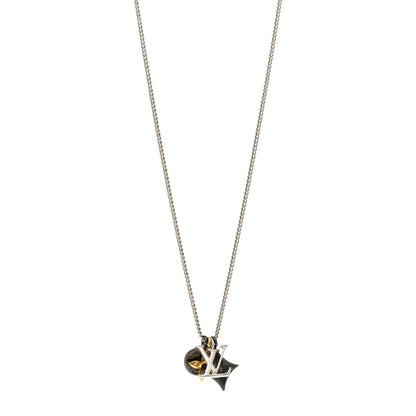 Louis Vuitton Metal LV Instinct Necklace Silver Gold 1 of 5