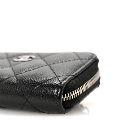 Chanel Caviar Quilted Zip Around Coin Purse Wallet On Chain Black 10 of 10