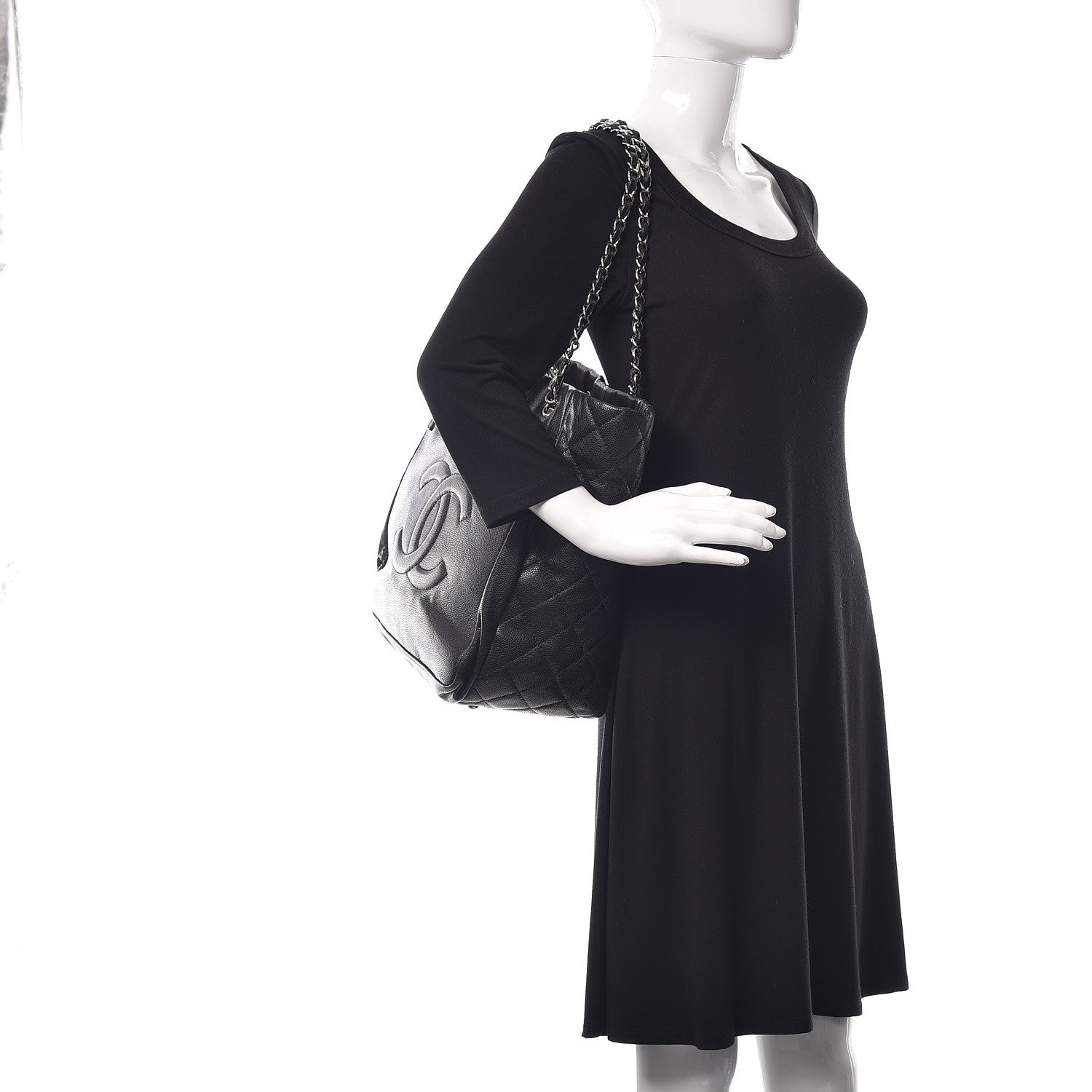 Chanel Soft Caviar Large Timeless CC Shopping Tote Black 2 of 12